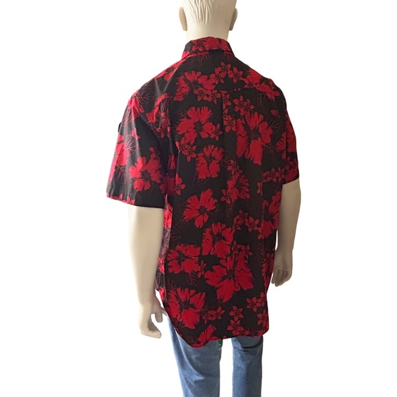 Chaps Easy Care Shirt Floral Hibiscus Tiki Hawaiian Button Front w/ Placket NWOT - Picture 8 of 16